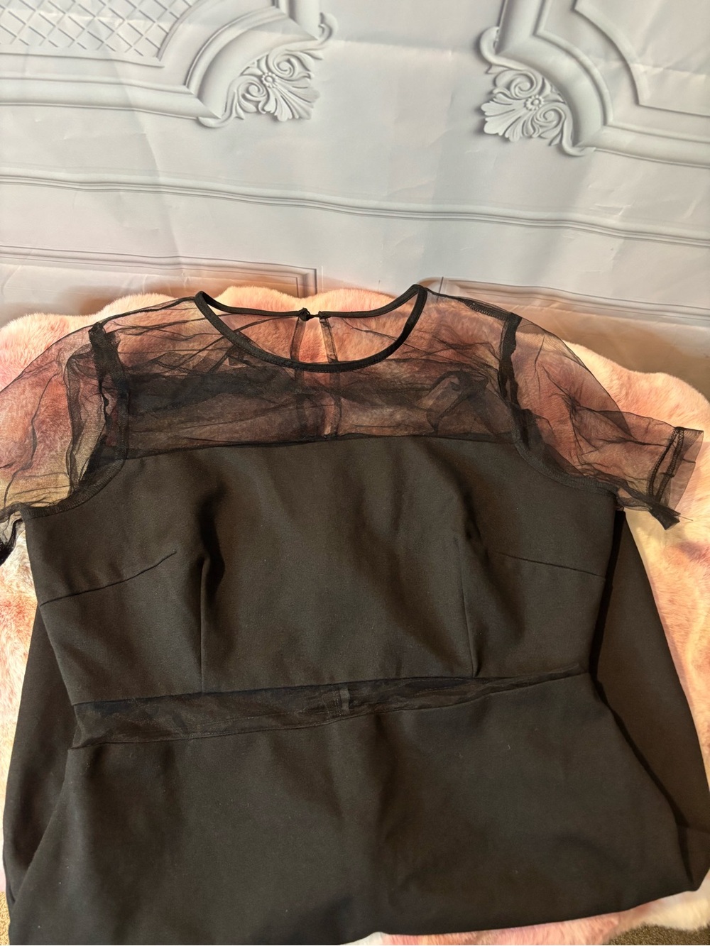 NWOT Lulu’s Black Mesh Short Sleeve Bodycom Midi Dres, Size Large - Picture 10 of 10
